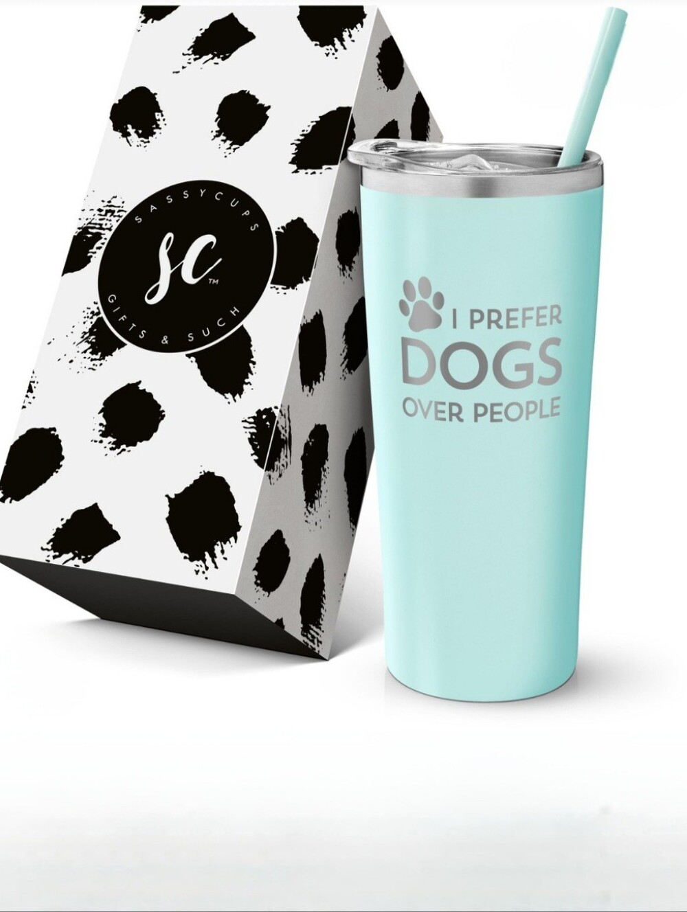 Sassy Cups 'I Prefer Dogs Over People' Stainless Steel Tumbler - Mint
